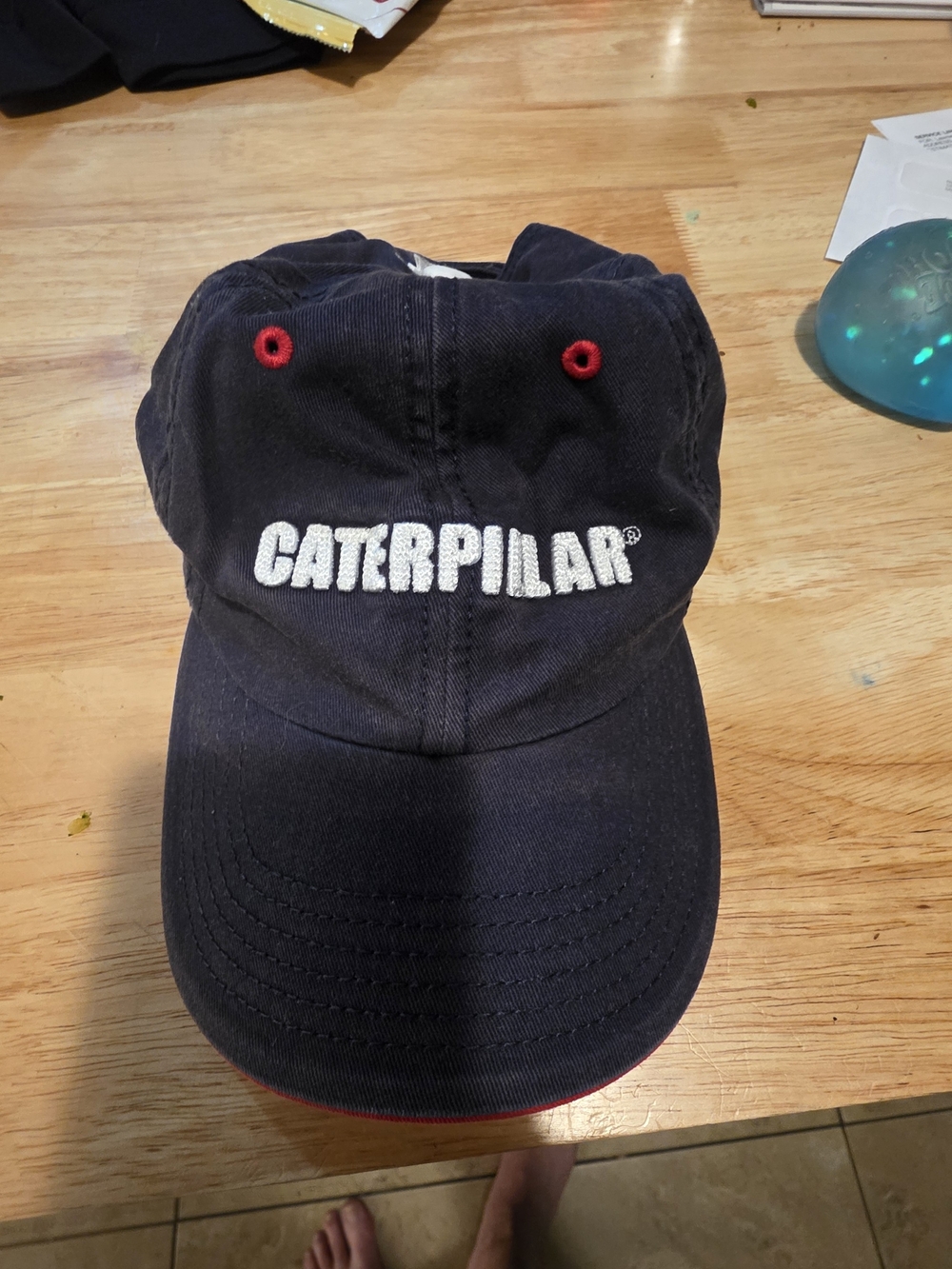 Caterpillar Embroidered Logo Baseball Cap - Navy with Red Accents